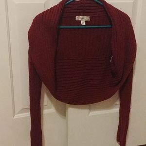 Decree maroon long sleeve sweater shrug